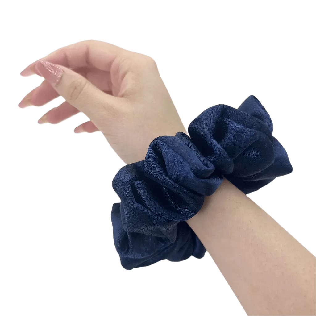 Midnight Blue Satin Silk Scrunchie