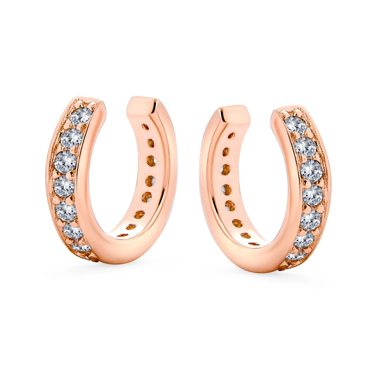 Minimalist Unisex Ear Cuff Cartilage CZ Band Clip Wrap Helix Earrings 14K Rose Gold
