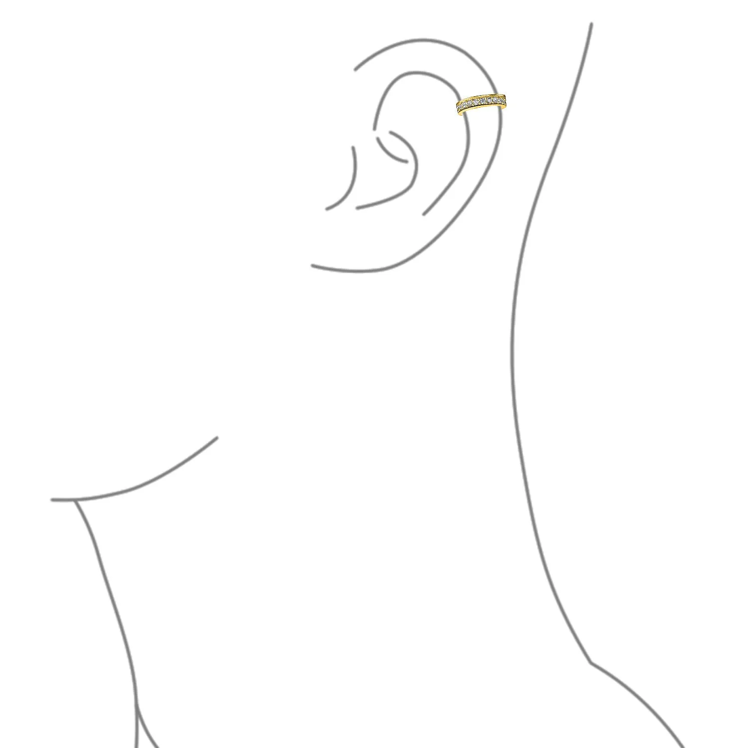 Minimalist Unisex Ear Cuff Cartilage CZ Band Clip Wrap Helix Earrings 14K Rose Gold