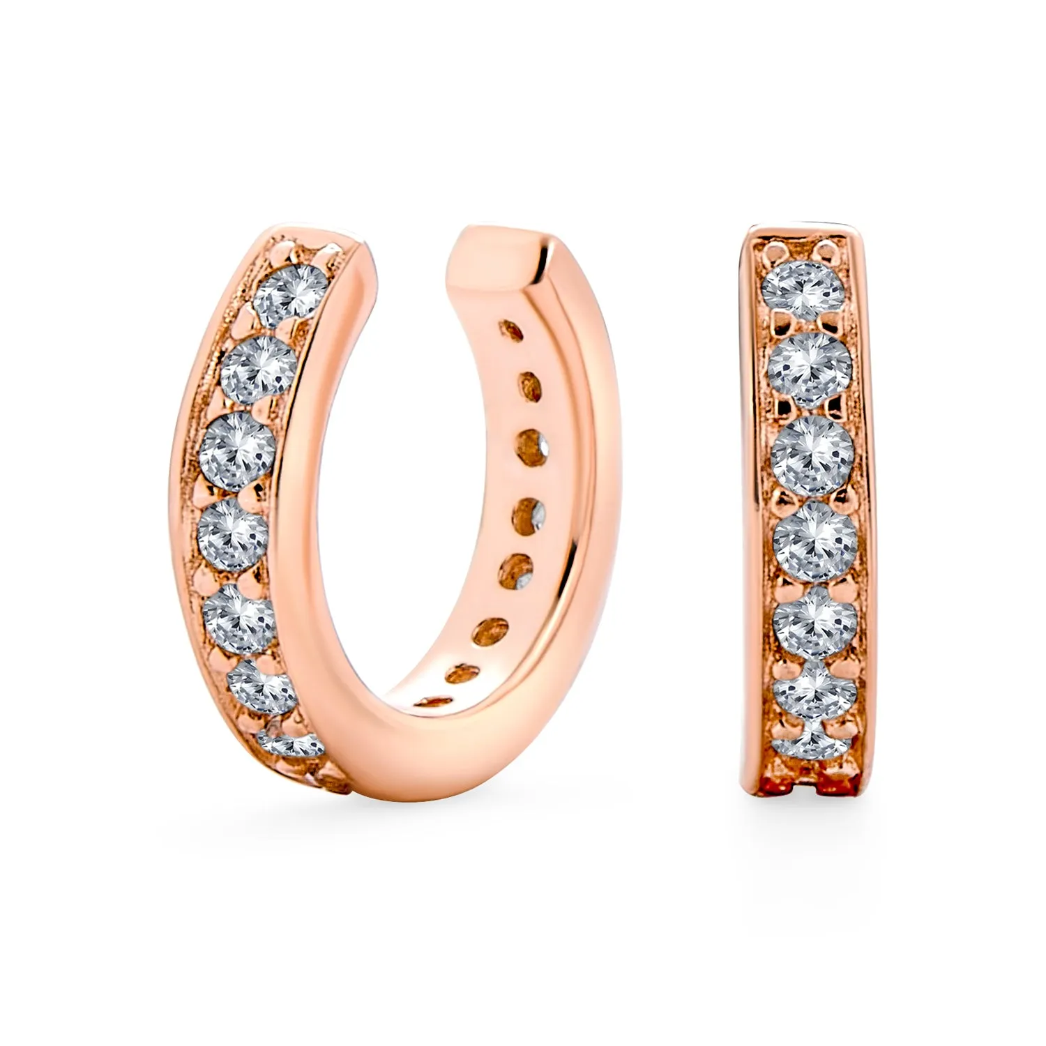 Minimalist Unisex Ear Cuff Cartilage CZ Band Clip Wrap Helix Earrings 14K Rose Gold