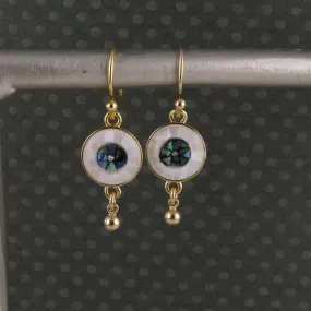 Mosaic Shell Eye Earrings - White