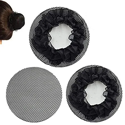 New8Beauty Hair Nets Black - Hair Accessories for Ballet Bun Cover Dance Skating Gymnastics Wedding Performance (2 Pack)