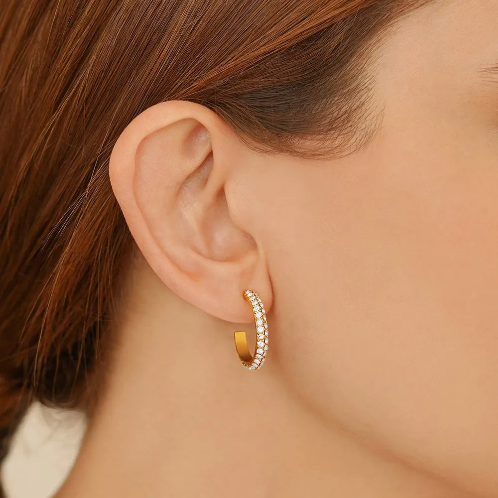 Newbridge Silver Hoop Earrings with Golden Honey Stones