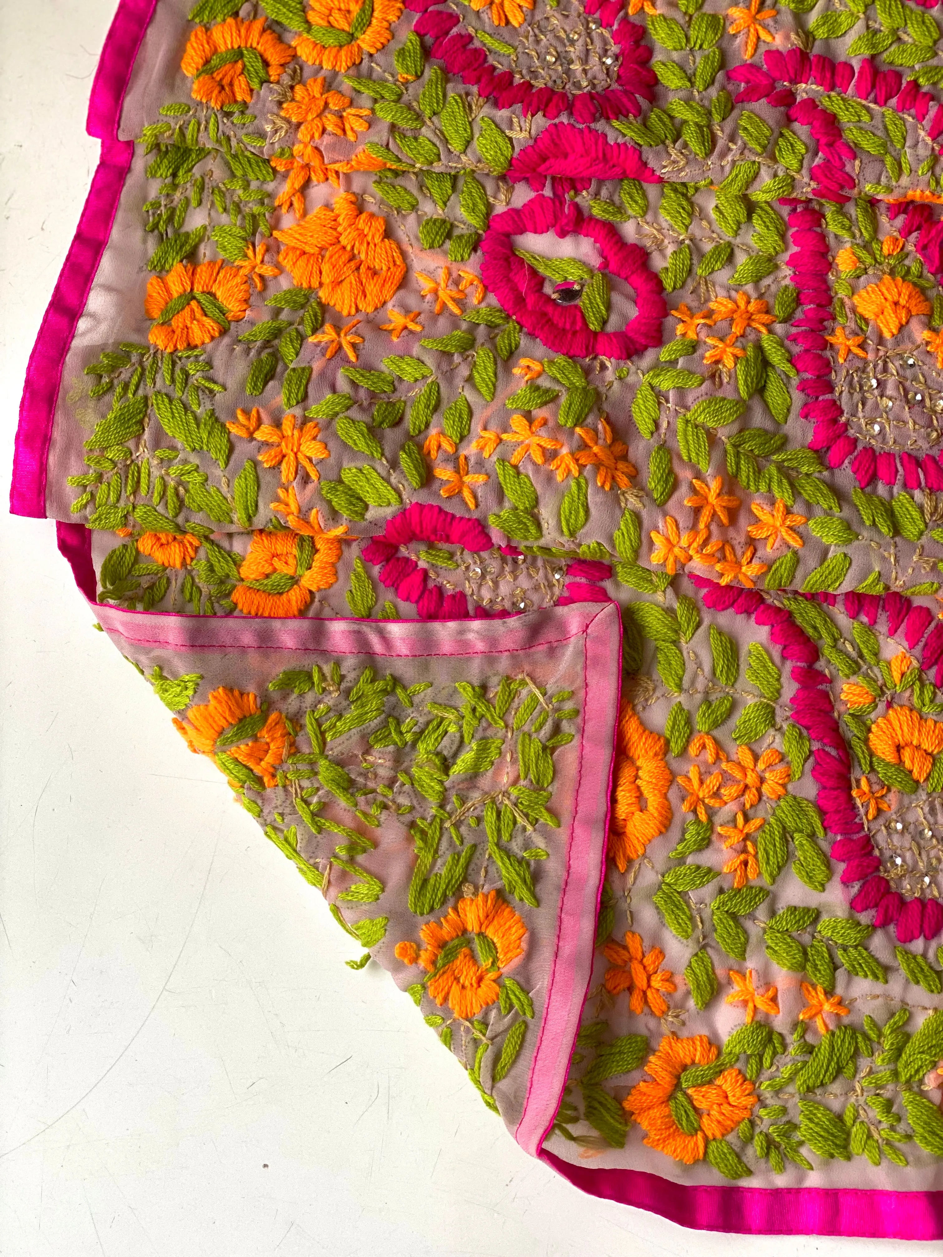 Orange x Green Mini Georgette Neck Scarf / Wrap