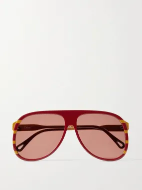 Oversized aviator-style bio-acetate sunglasses
