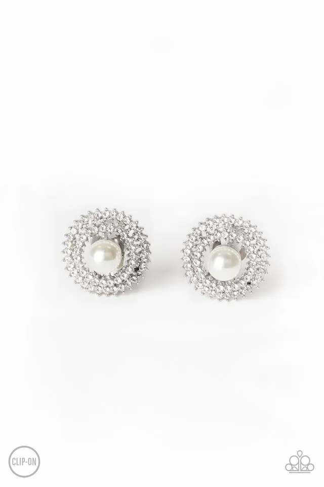 Paparazzi Earring ~ Broadway Breakout - White
