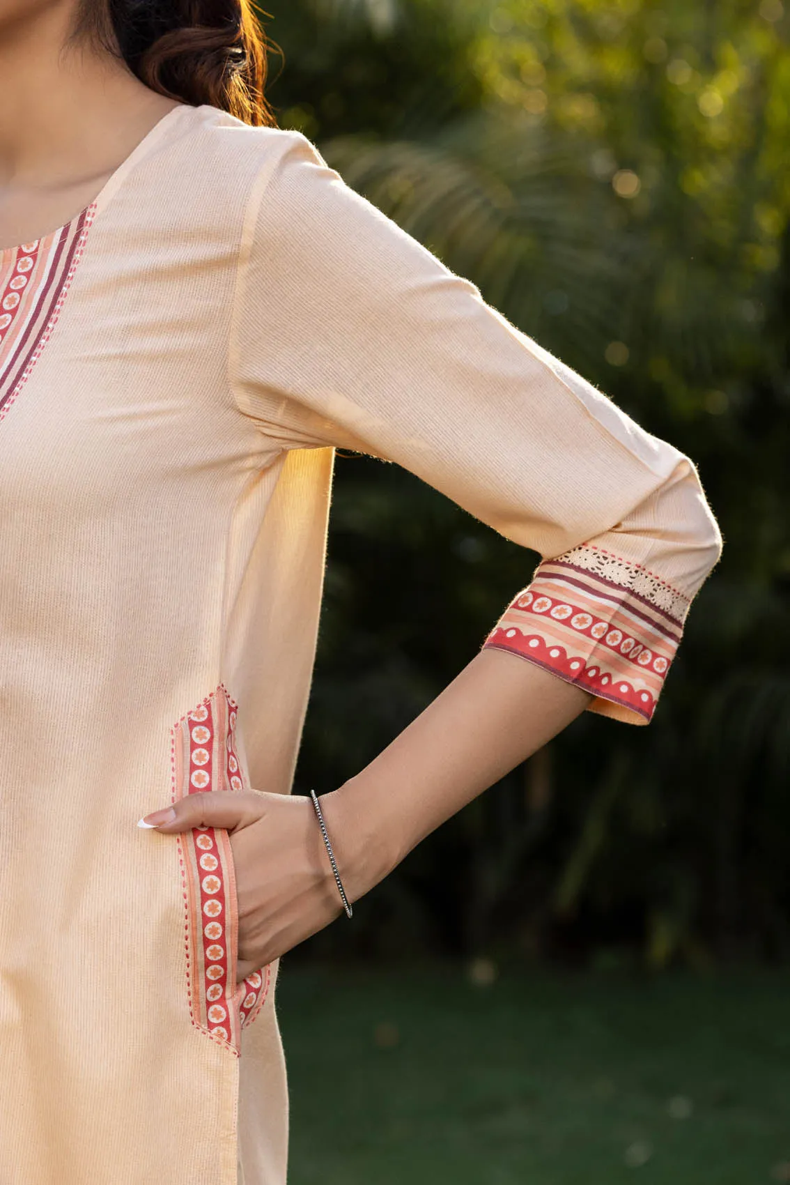 Peach Pocket Kurta