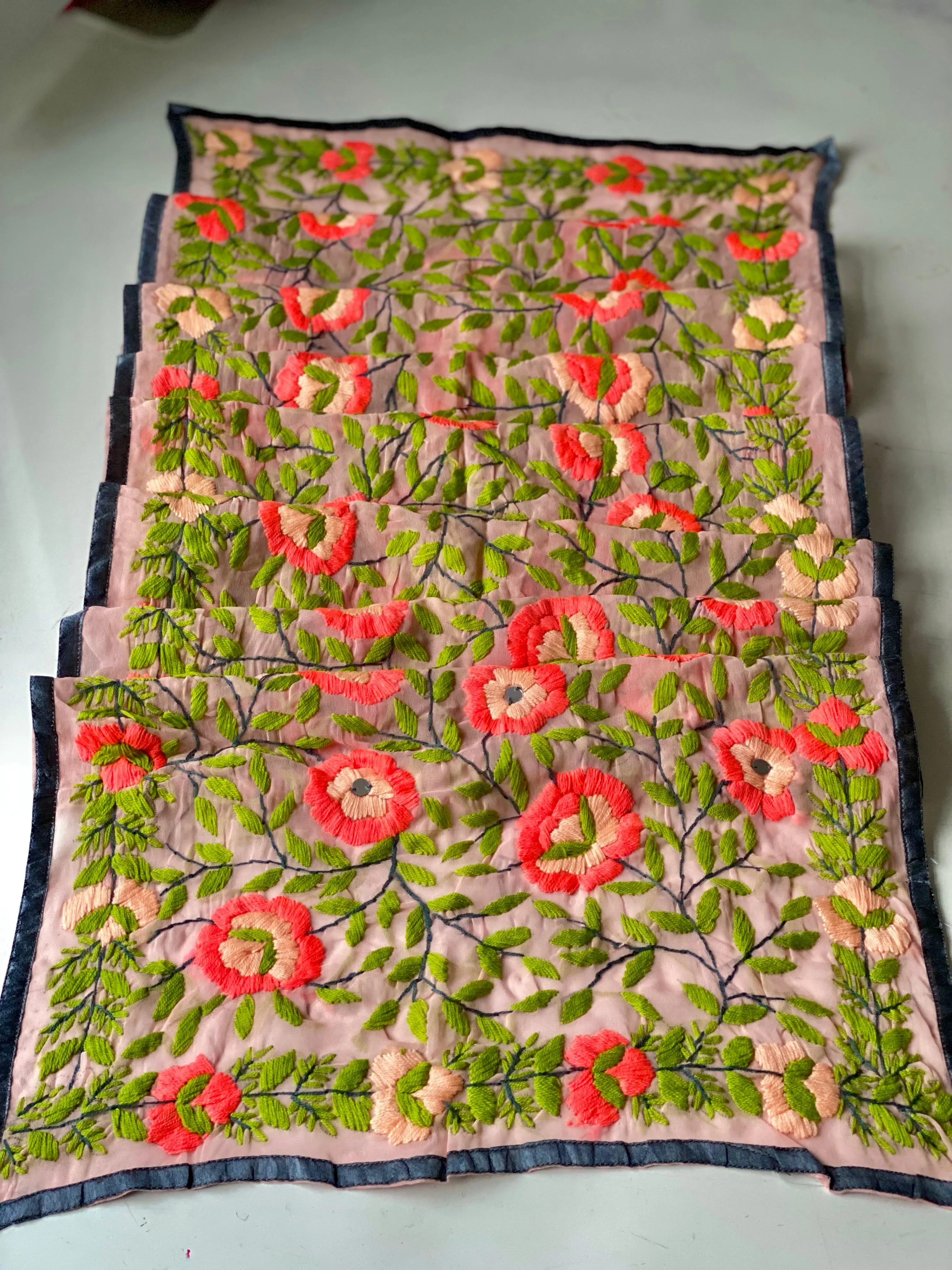 Peach x Green Mini Georgette Neck Scarf / Wrap