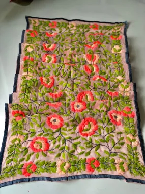 Peach x Green Mini Georgette Neck Scarf / Wrap
