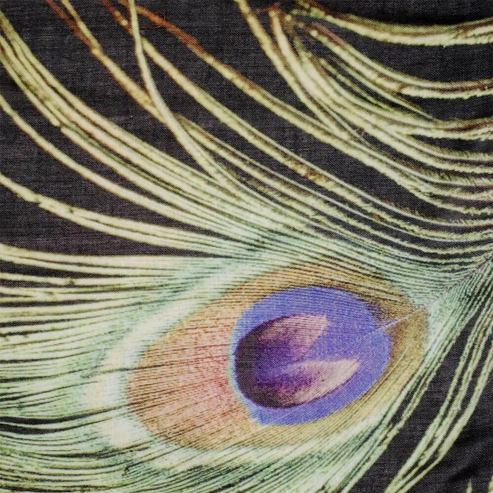 Peacock Print Superfine Wool Wrap
