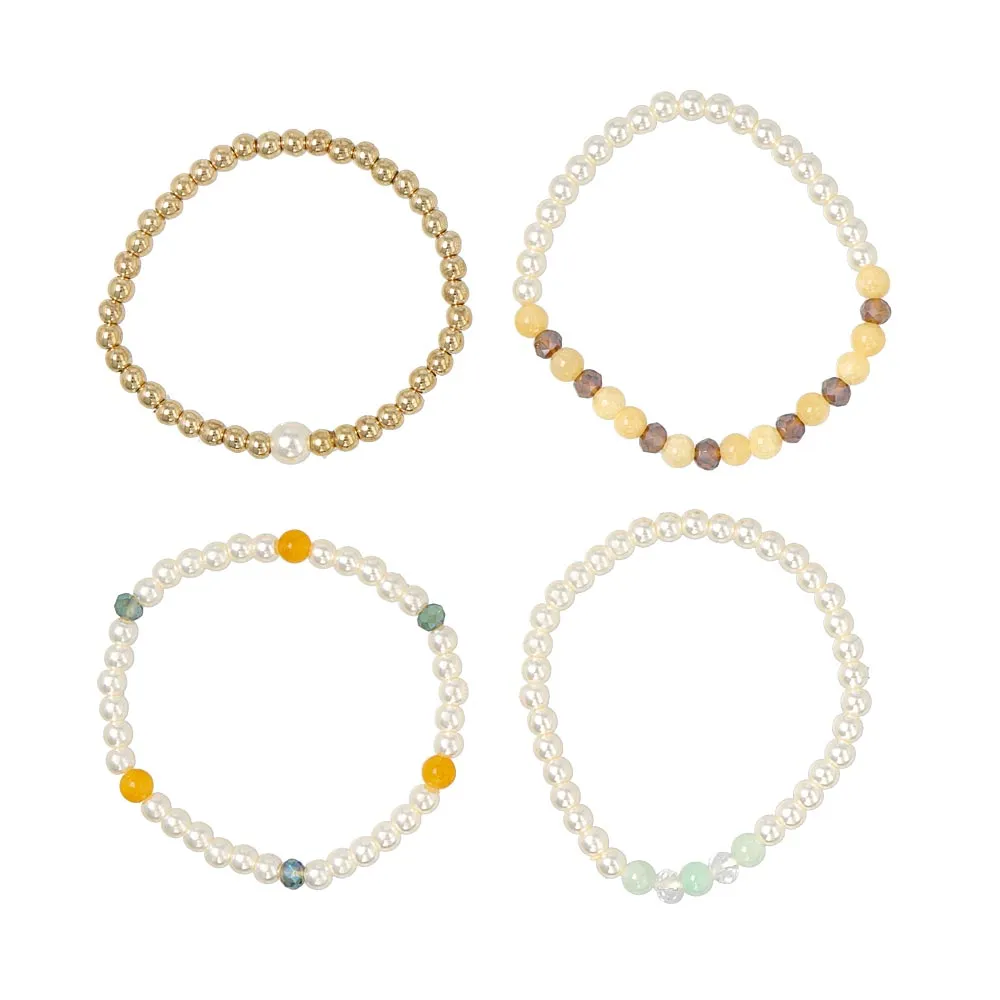Pearl and Mixed Bead Hair Tie Set