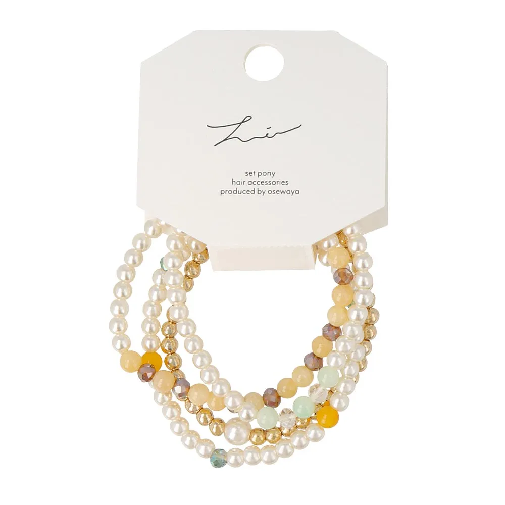 Pearl and Mixed Bead Hair Tie Set