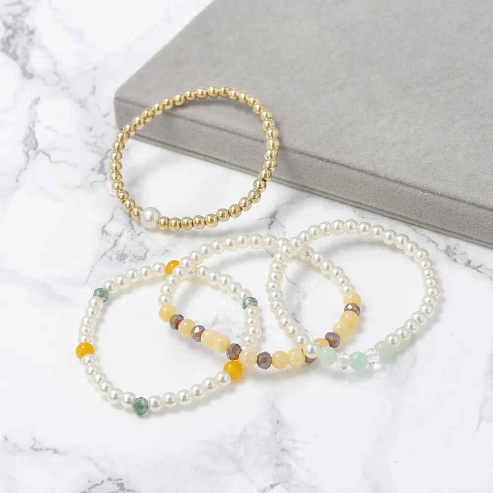 Pearl and Mixed Bead Hair Tie Set