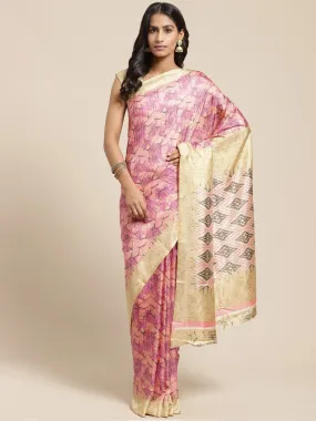 Pink Art Silk Printed Classy Saree