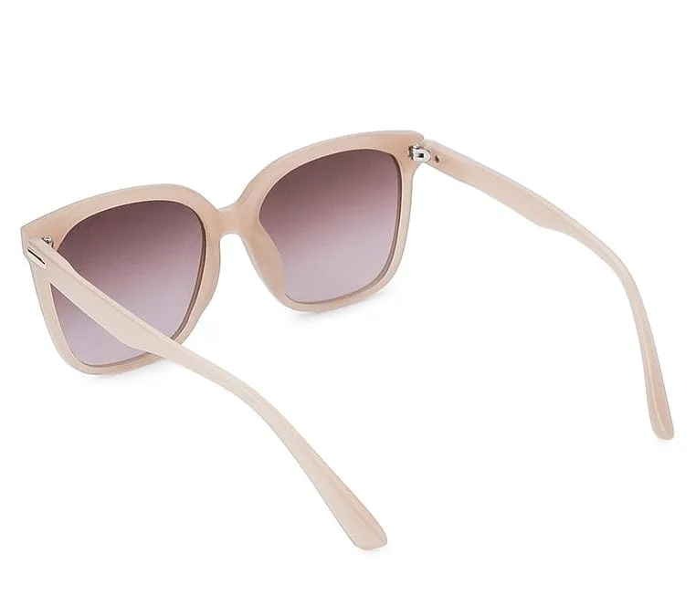 Plastic Frame Square Oversized Sunglasses - Brown Cream