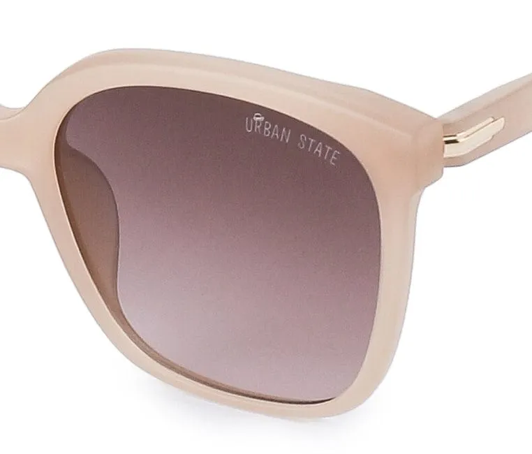 Plastic Frame Square Oversized Sunglasses - Brown Cream