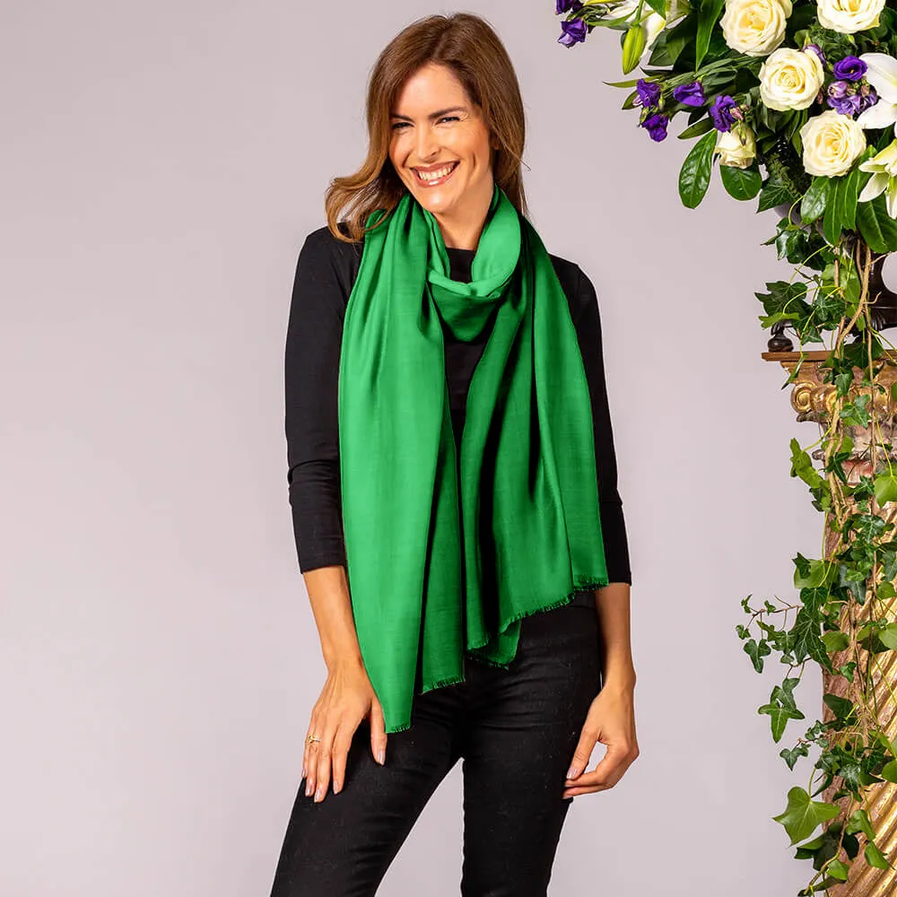Rainforest Green Shaded Cashmere and Silk Wrap