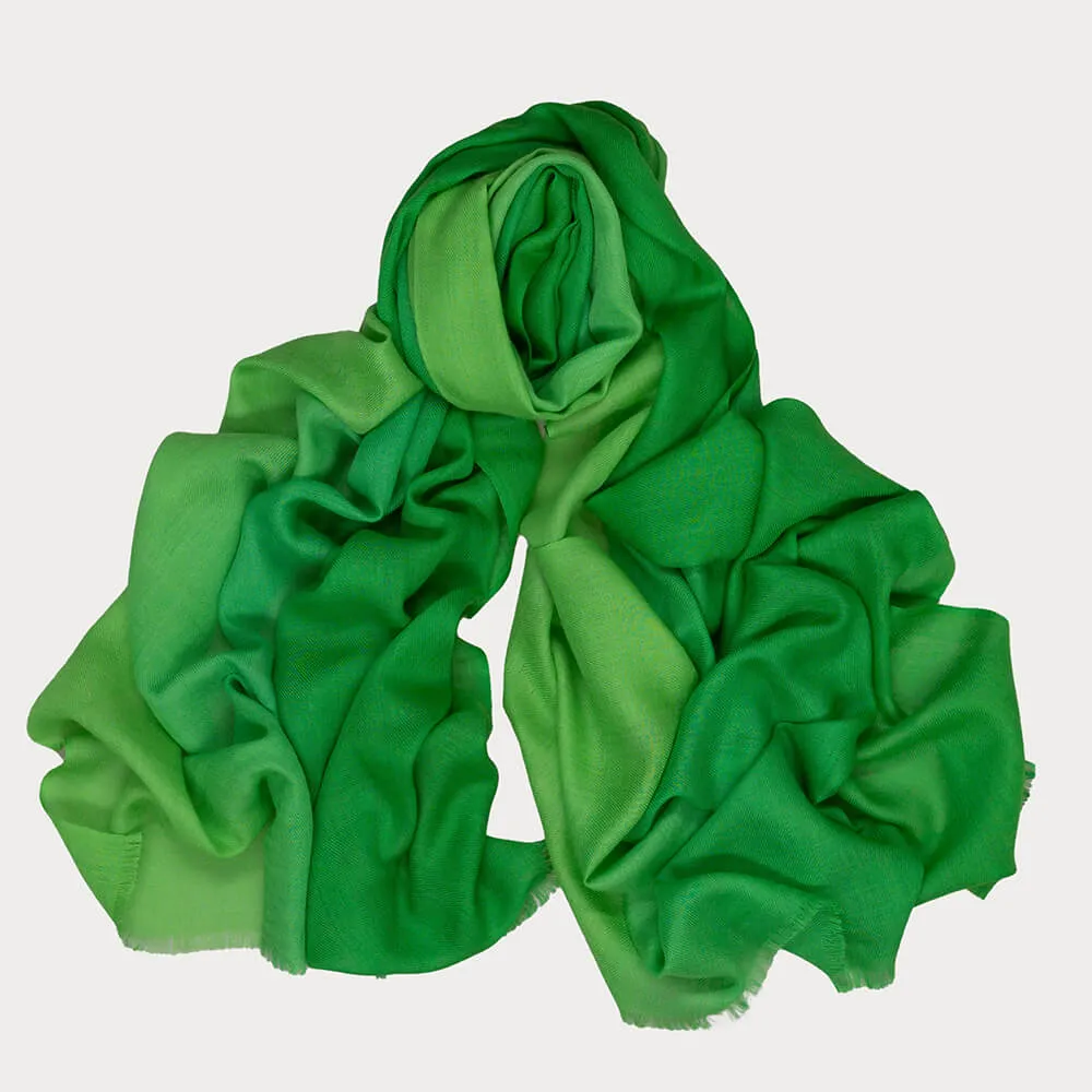 Rainforest Green Shaded Cashmere and Silk Wrap