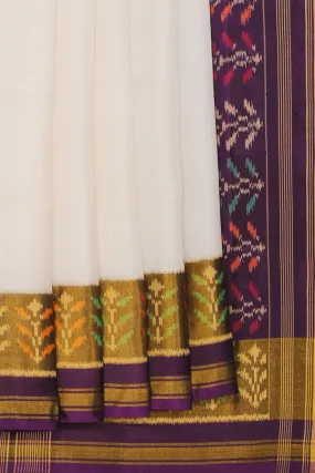 Rajkot Patola Silk White Saree