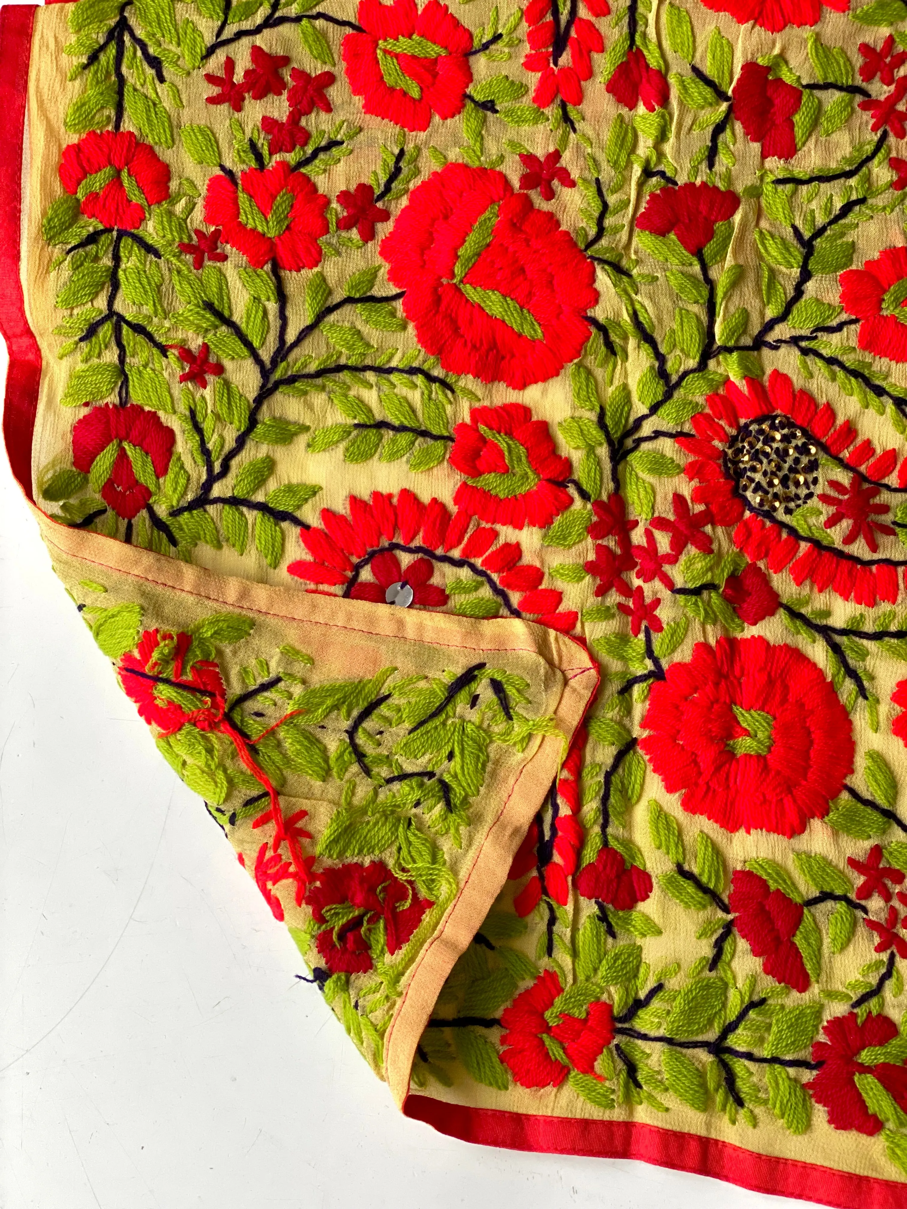 Red x Yellow Mini Georgette Neck Scarf / Wrap