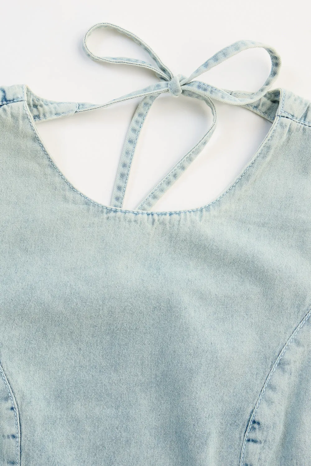 Retro Back Tie Up Denim Top