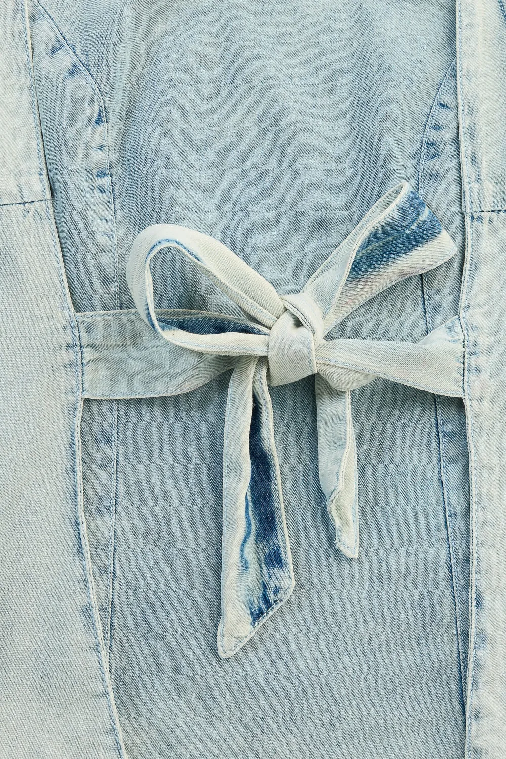 Retro Back Tie Up Denim Top