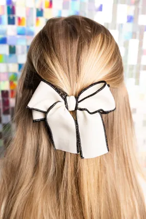 SALE 75% OFF! Full Of Charm White & Black Hair Bow Barrette