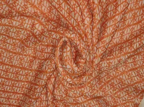 Silk chiffon printed  fabric dusty orange geometric  44" wide [12286]