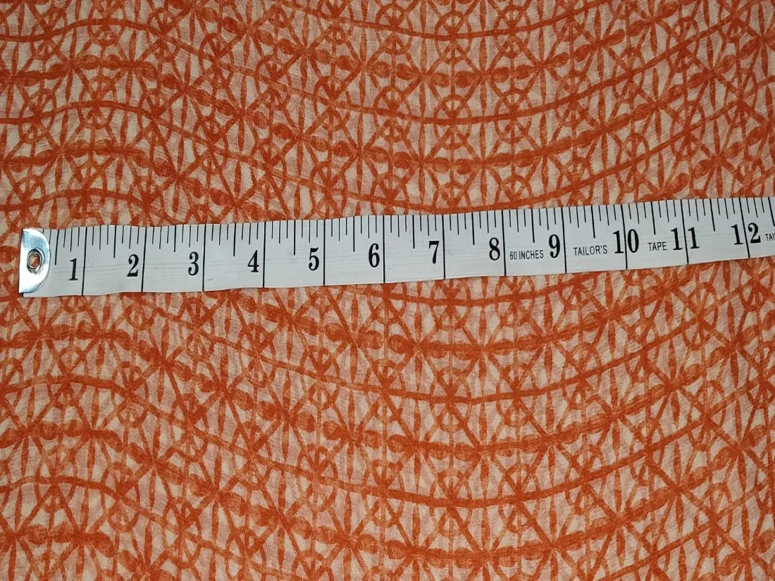 Silk chiffon printed  fabric dusty orange geometric  44" wide [12286]