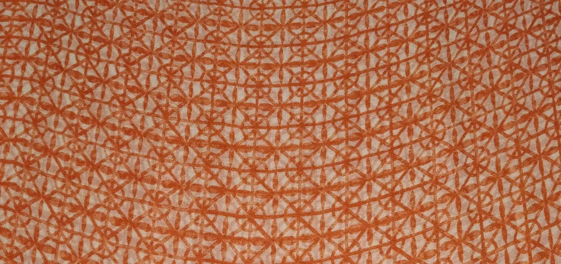 Silk chiffon printed  fabric dusty orange geometric  44" wide [12286]