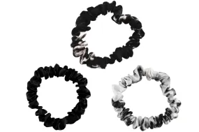 Silk Hair Ties - Black White Marble and Black Marble (Skinny)