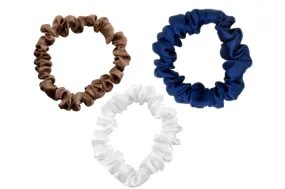 Silk Hair Ties - Dark Taupe, Navy and Ivory (Skinny)