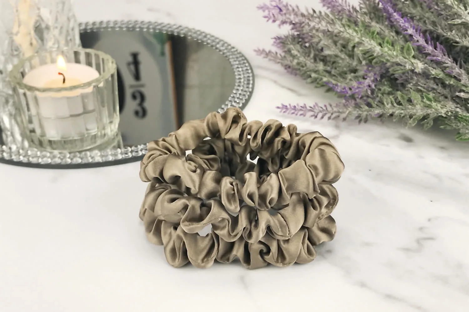 Silk Hair Ties - Dark Taupe (Skinny)