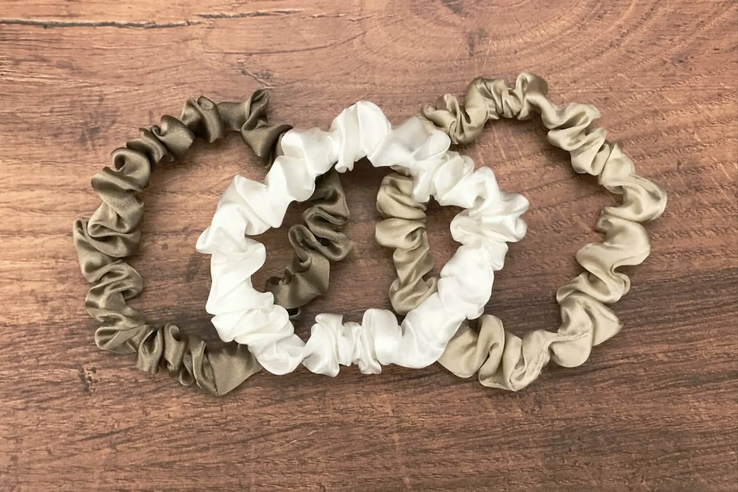 Silk Hair Ties - Dark Taupe, Taupe and Ivory (Skinny)