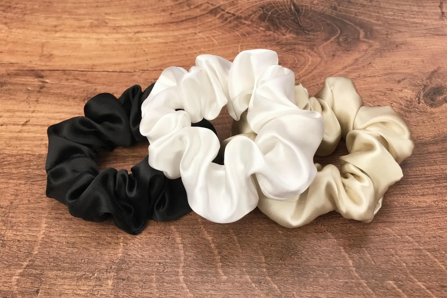 Silk Hair Ties - Ivory Taupe and Black (Large)