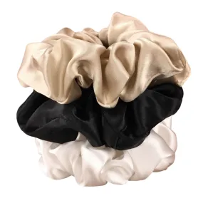 Silk Hair Ties - Ivory Taupe and Black (Large)