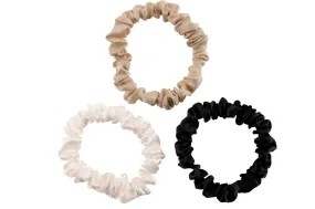 Silk Hair Ties - Ivory Taupe and Black (Skinny)