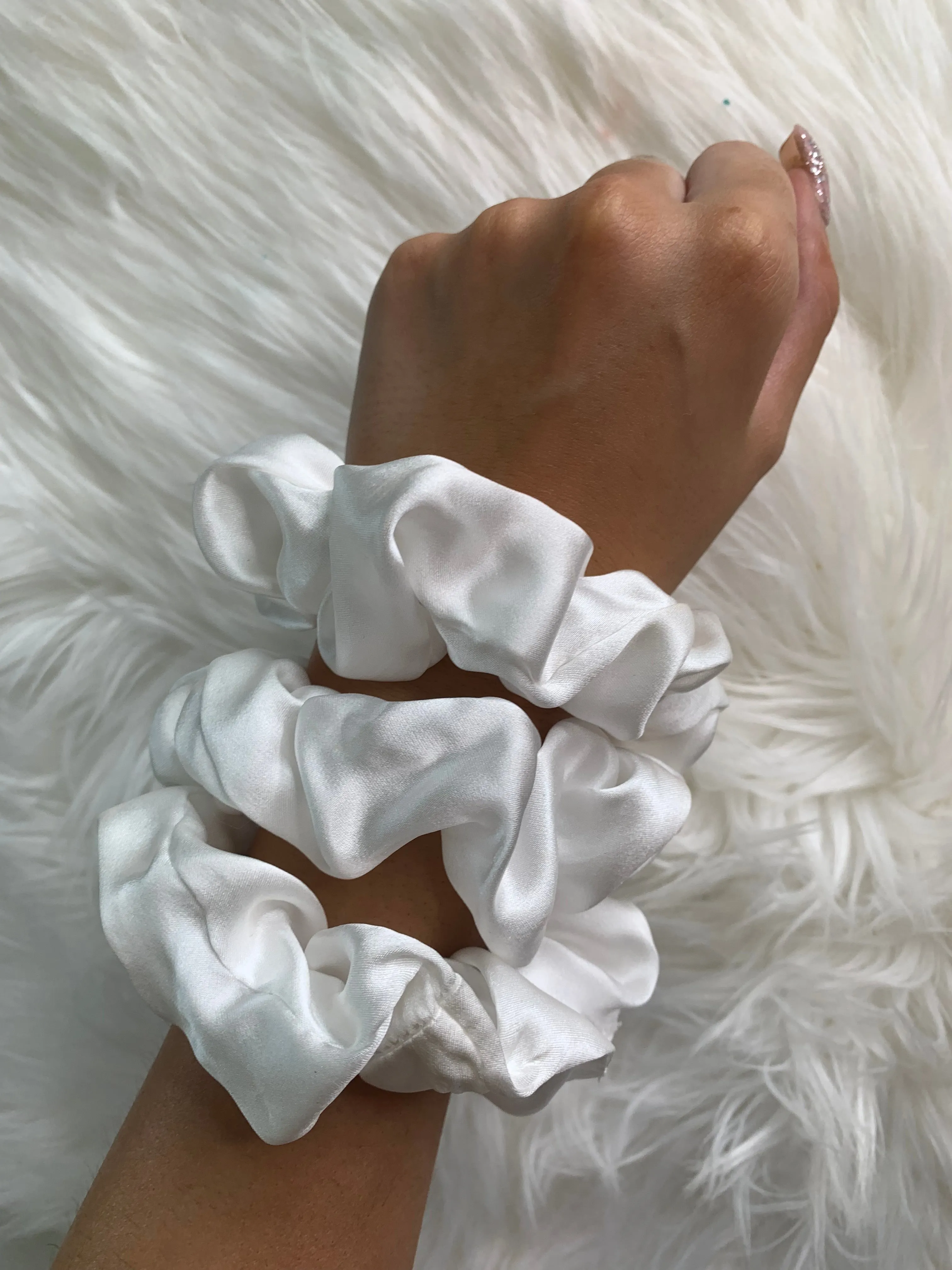Silk Hair Ties - White (Large)
