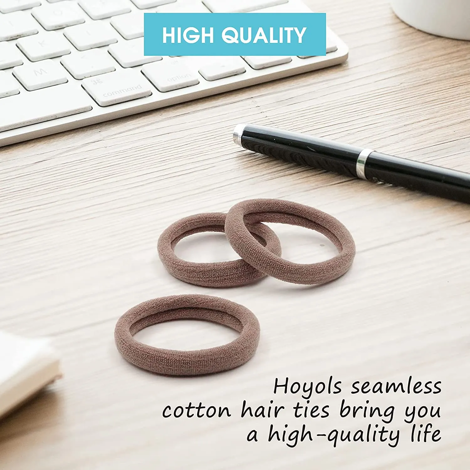 Soft & Stretch Cotton Hair Ties Large Hair Bands Nylon Fabric Ponytail Holder for Thick Heavy Curly Hair, No Slip No Damage Seamless Scrunchies Headbands  (Caramel)