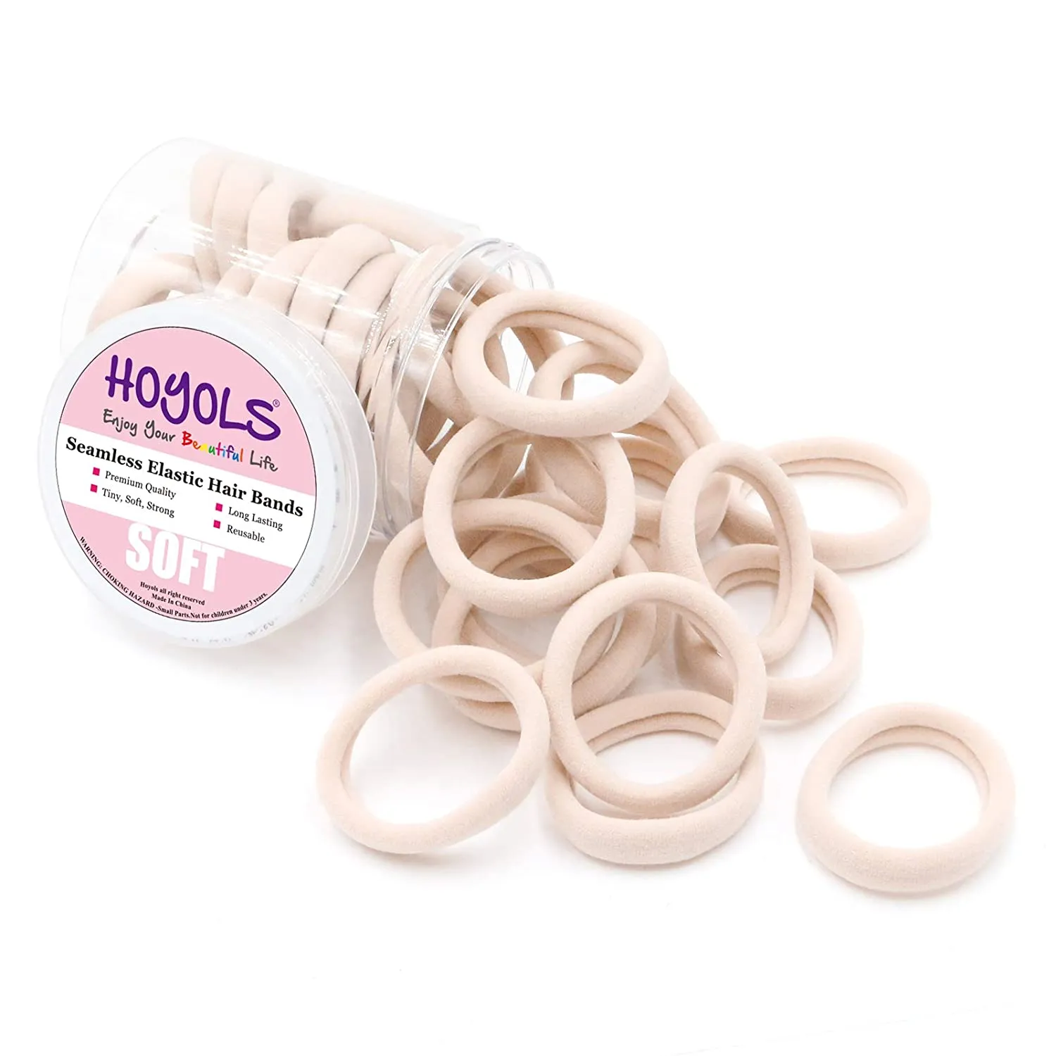Soft & Stretch Cotton Hair Ties Large Hair Bands Nylon Fabric Ponytail Holder for Thick Heavy Curly Hair, No Slip No Damage Seamless Scrunchies Headbands (Light Blonde)