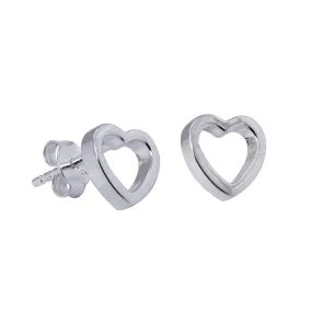 Sterling Silver Open Heart Stud Earrings