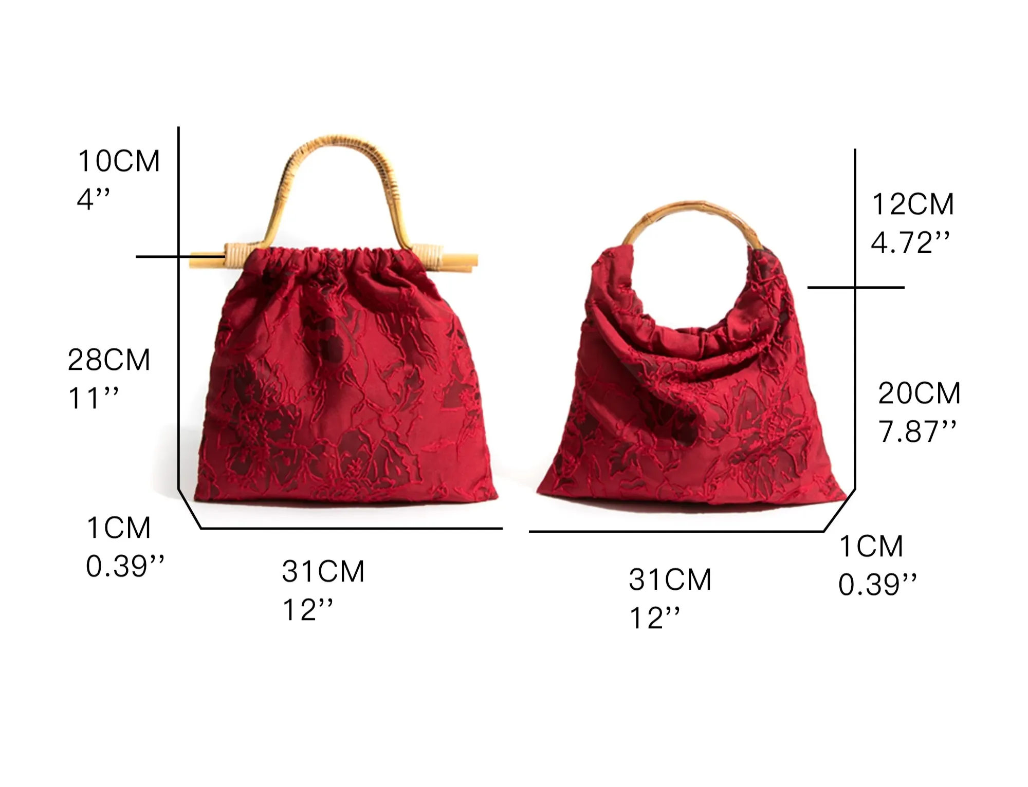 Stylish Jacquard bamboo Handle Handbag