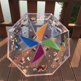 Summer children umbrella creative cartoon long handle transparent umbrella