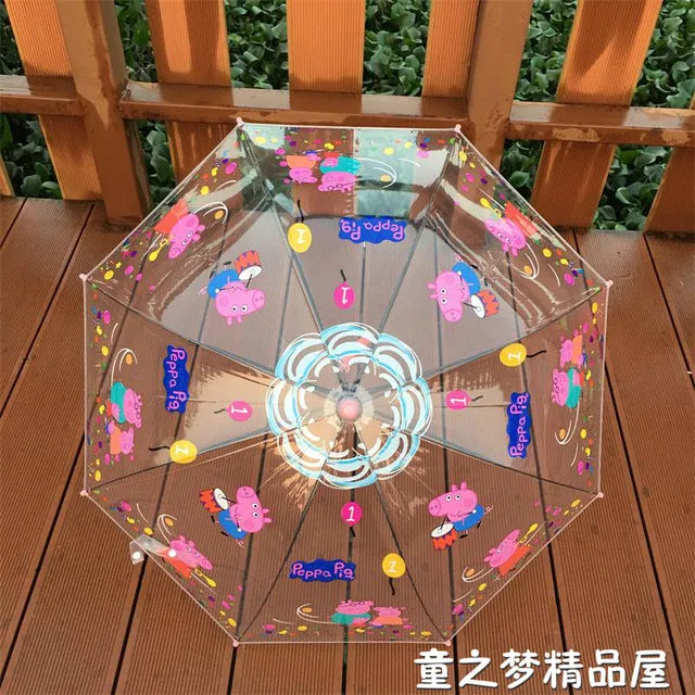 Summer children umbrella creative cartoon long handle transparent umbrella