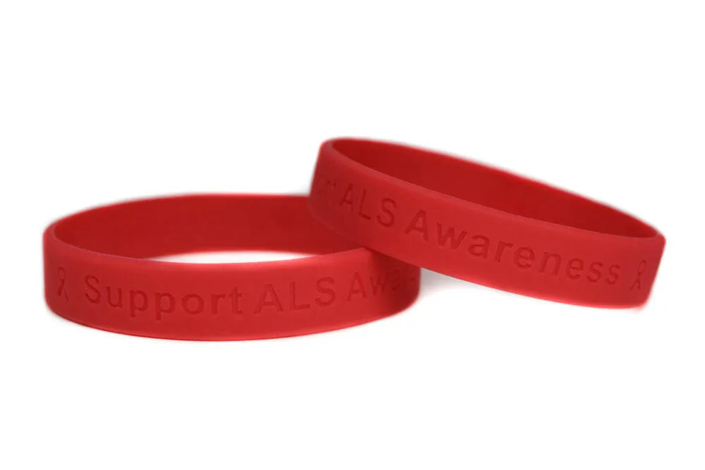 Support ALS Awareness red wristband - Youth 7"