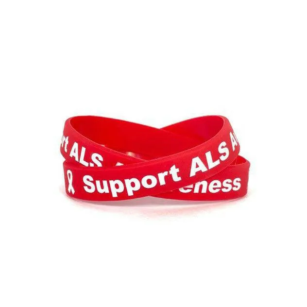 Support ALS Awareness red wristband - Youth 7"