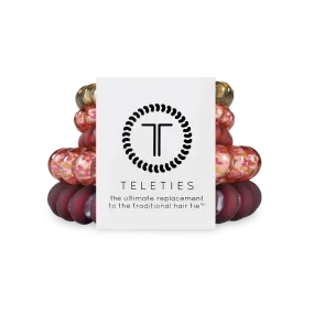 Teleties Hair Tie - Large and Small Band Pack of 5 - Burgundy Bliss