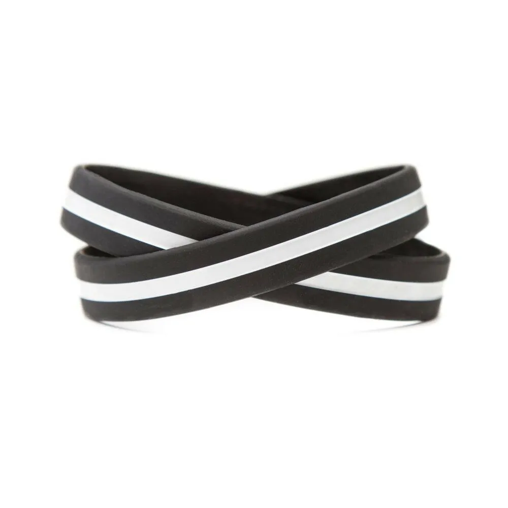 Thin White Line - Adult 8" Support Health Care Workers Black Wristband Black