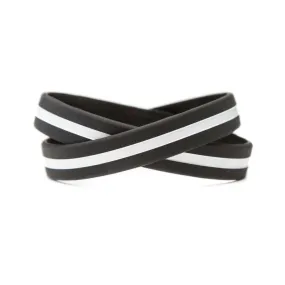 Thin White Line - Adult 8" Support Health Care Workers Black Wristband Black