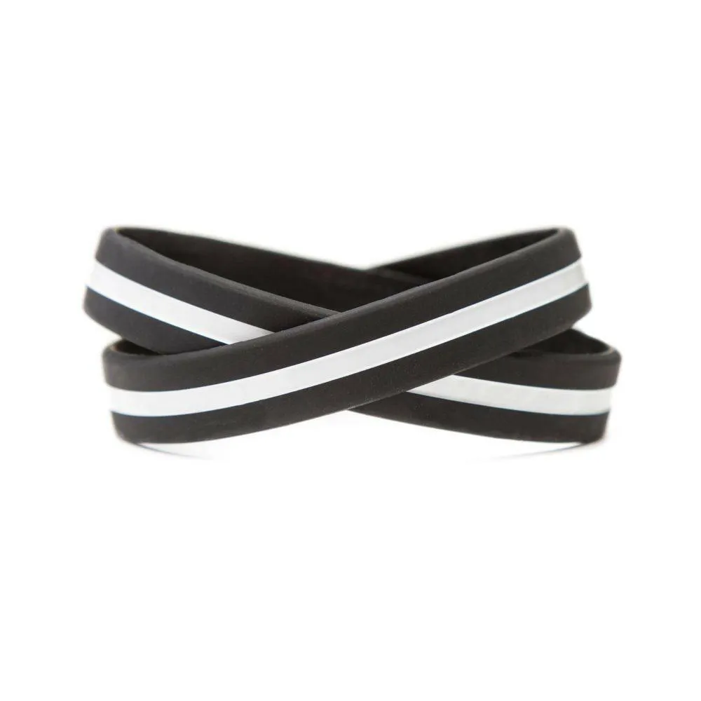 Thin White Line - Adult 8" Support Health Care Workers Black Wristband Black